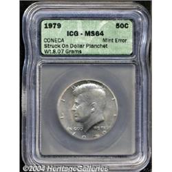 1979 50C Half Dollar--Struck on Anthony Dollar Planchet--MS64 ICG.