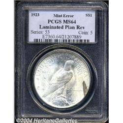1923 $1 Dollar--Laminated Planchet on the Reverse--MS64 PCGS.