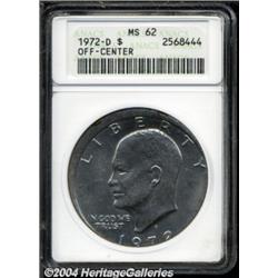 1972-D $1 Eisenhower Dollar--Struck Off-Center--MS62 ANACS.