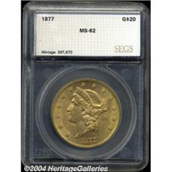 1877 $20 Double Eagle MS62 SEGS (MS61).