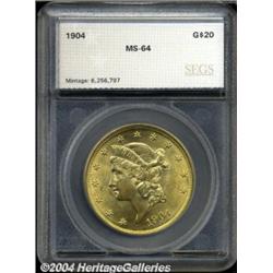 1904 $20 Double Eagle MS64 SEGS (MS63).