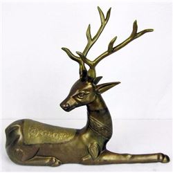 Fully detailed Vintage brass sitting down deer figurine