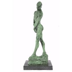Green Patina Adam Nude Male Bronze Sculpture