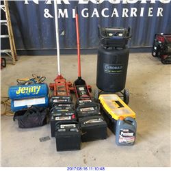 AIR COMPRESSORS, FLOOR JACKS AND MISC ITEMS