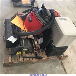 TOOL BOX,VACUUM,JACK,COMPRESSOR & MISC ITEMS.