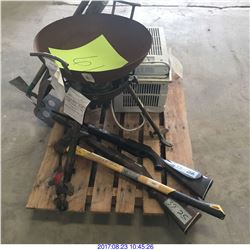 FRYING DISK,A/C WINDOW UNIT, PROPANE TANK,BB GUNS