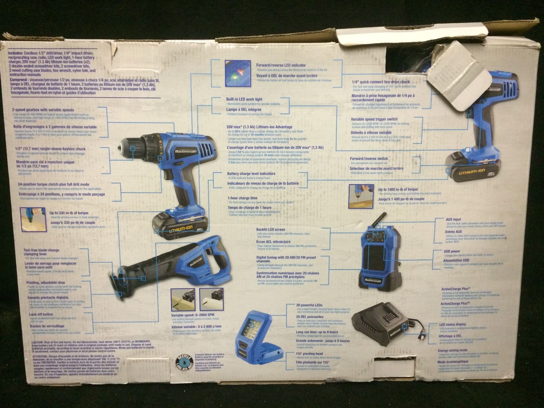 MASTERCRAFT CORDLESS TOOL COMBO KIT