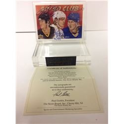 50/50 CLUB TRIPLE SIGNED LEMIEUX/GRETZKY/HULL LIMITED EDITION DISPLAY