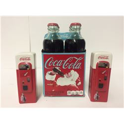 VINTAGE COCA COLA BOTTLES W/ SALT & PEPPER SHAKER SET