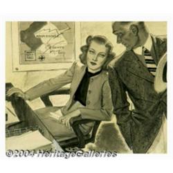 Robert W. Crowther (1902-1978) Original Magazine Story Illustration (1938).