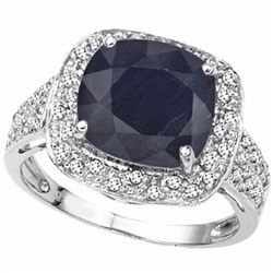 Natural black Sapphire & 1/4 Ct Diamond Ring