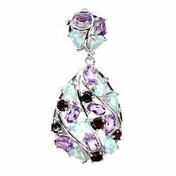 Natural Chalcedony Amethyst Mozambique Garnet Pendant