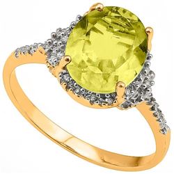 Natural Lemon Topaz & Diamond Ring