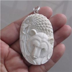 Hand Carved Bear & Eagle Pendant