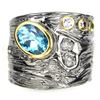 Image 1 : Swiss Blue Topaz Tanzanite Tourmaline  Adjustable Ring