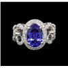 Image 2 : 14KT White Gold 3.69 ctw Tanzanite and Diamond Ring