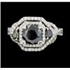 Image 2 : 2.71 ctw Black and White Diamond Ring - 18KT White Gold