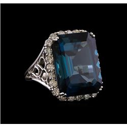 14KT White Gold 31.13 ctw Topaz and Diamond Ring