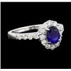 Image 1 : 1.08 ctw Sapphire and Diamond Ring - 14KT White Gold