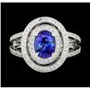 Image 2 : 1.55 ctw Blue Sapphire And Diamond Ring - 18KT White Gold