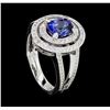 Image 4 : 1.55 ctw Blue Sapphire And Diamond Ring - 18KT White Gold
