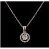 Image 1 : 0.66 ctw Diamond Pendant With Chain - 14KT White Gold