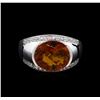 Image 2 : Crayola 3.95 ctw Citrine and White Sapphire Ring - .925 Silver