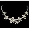 Image 2 : Flower Hand Painted Necklace - Rhodium Plated