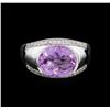 Image 2 : Crayola 3.95 ctw Pink Amethyst and White Sapphire Ring - .925 Silver