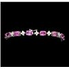 Image 3 : 13.62 ctw Pink Sapphire And Diamond Bracelet - 18KT White Gold