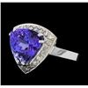 Image 1 : 5.31 ctw Tanzanite and Diamond Ring - 14KT White Gold