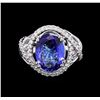 Image 2 : 14KT White Gold 6.77 ctw Tanzanite and Diamond Ring