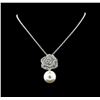Image 2 : 25mm Seashell Crystal Rose Pendant - Silver Plated