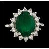 Image 2 : 4.77 ctw Emerald and Diamond Ring - 14KT White Gold
