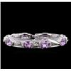 Image 2 : Crayola 17.00 ctw Pink Amethyst and White Sapphire Bracelet - .925 Silver