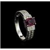 Image 4 : 1.44 ctw Purple Sapphire and Diamond Ring - 18KT White Gold