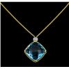 Image 2 : 20.00 ctw Blue Topaz and Diamond Necklace - 18KT Yellow Gold