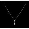 Image 2 : 0.13 ctw Diamond Pendant With Chain - 14KT White Gold