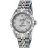 Image 2 : Rolex Ladies SS Silver Diamond Pyramid Bezel Datejust Wristwatch
