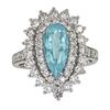 Image 1 : 1.65 ctw Paraiba Tourmaline and Diamond Ring - 18KT White Gold