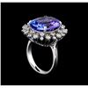 Image 4 : 9.88 ctw Tanzanite and Diamond Ring - 14KT White Gold