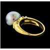 Image 3 : 12.5mm Pearl and Diamond Ring - 18KT Yellow Gold