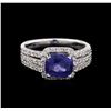 Image 2 : GIA Cert 2.69 ctw Sapphire and Diamond Ring - 18KT White Gold