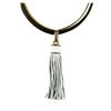 Image 2 : Leather Tassel Pendant Necklace - Rhodium Plated