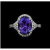 Image 2 : 4.54 ctw Tanzanite and Diamond Ring - 14KT White Gold
