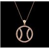 Image 1 : 1.00 ctw Diamond Basketball Pendant With Chain - 14KT Rose Gold