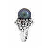 14KT White Gold 14mm Tahitian Pearl and Diamond Ring