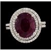 Image 1 : 14KT White Gold 6.60ct Ruby and Diamond Ring