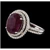 Image 2 : 14KT White Gold 6.60ct Ruby and Diamond Ring