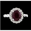 Image 1 : 14KT White Gold 3.00ct Ruby and Diamond Ring